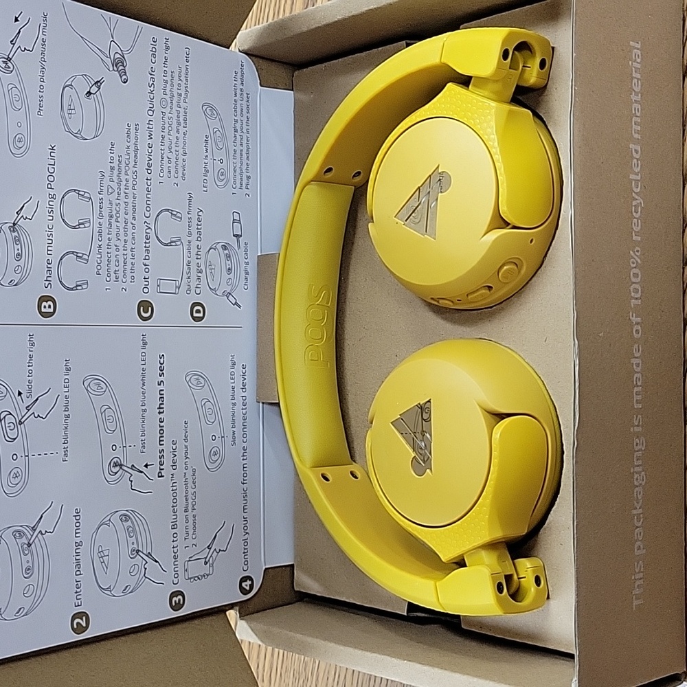 NIB Pogs wireless headphones yellow